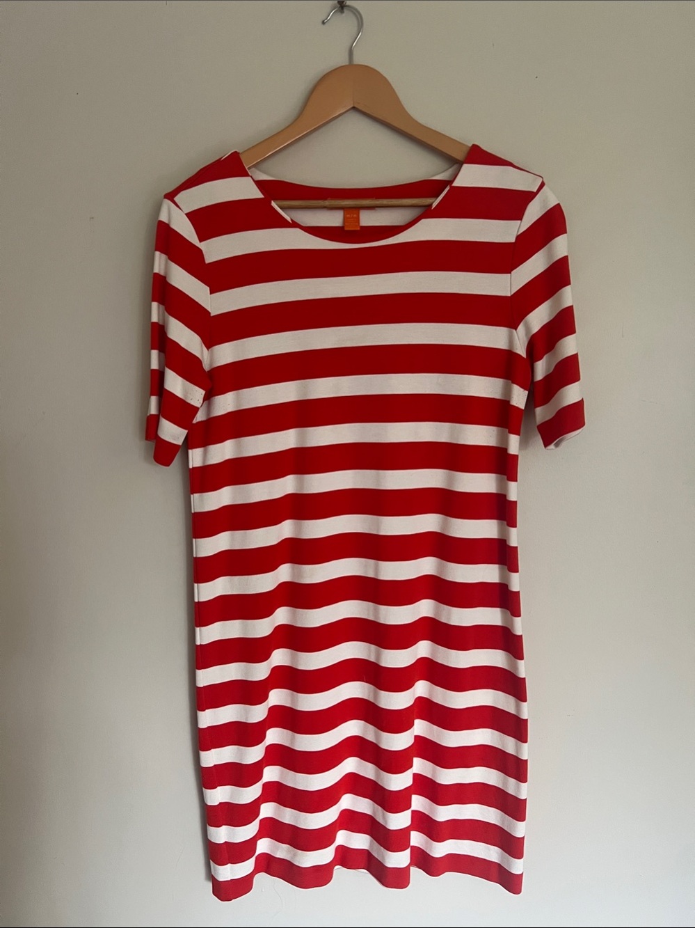 Joe Fresh Orange & White Striped Midi Dress